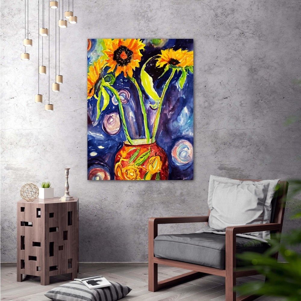 Original Watercolor Print of Sunflowers #1